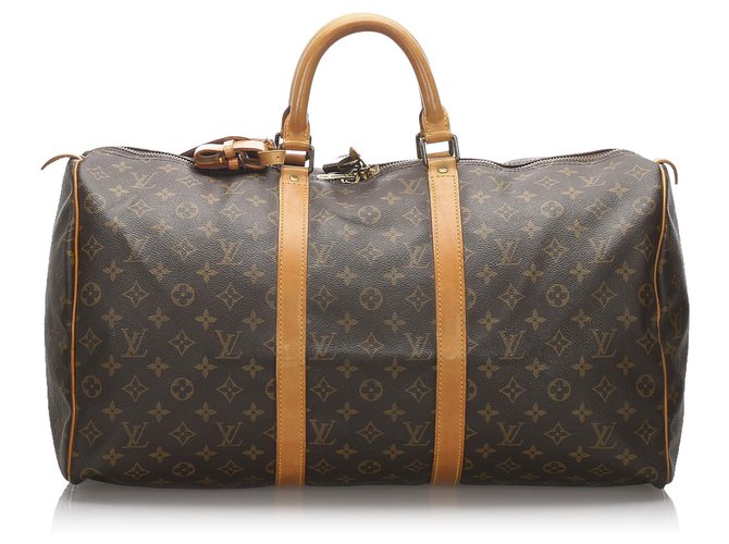 Louis Vuitton Keepall Monogram Brown 50 Cuir Toile Marron  ref.177952