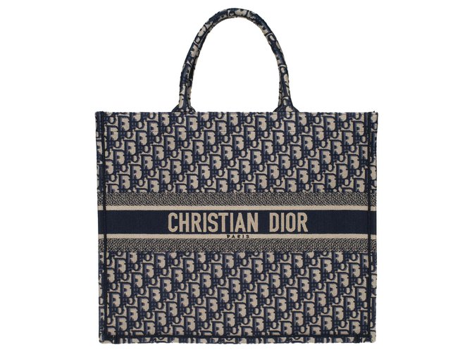 Shopping bag Christian Dior Book GM in tela blu, Nuova Condizione  ref.178020