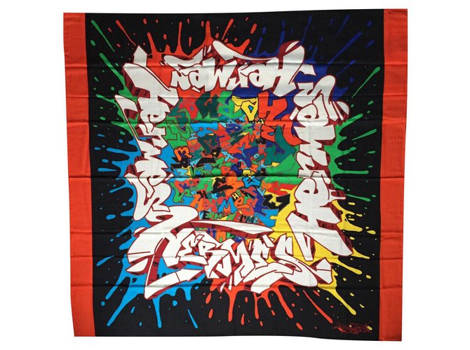 Hermès Graffiti pattern Multiple colors Cashmere  ref.178052