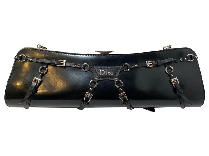 Christian Dior Long Dior Clutch Black Patent leather  ref.178174