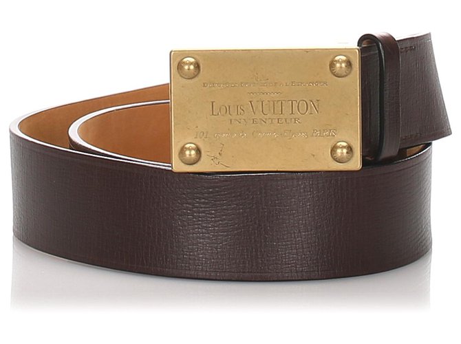 Louis Vuitton Black Utah Inventeur Belt Golden Leather Metal Pony