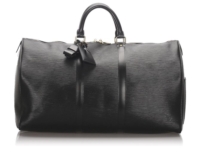 Louis Vuitton Black Epi Keepall 50 Cuir Noir  ref.178262