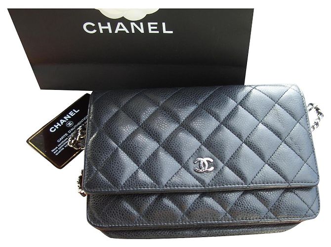 Wallet On Chain Chanel WOC Nero Agnello Pelle