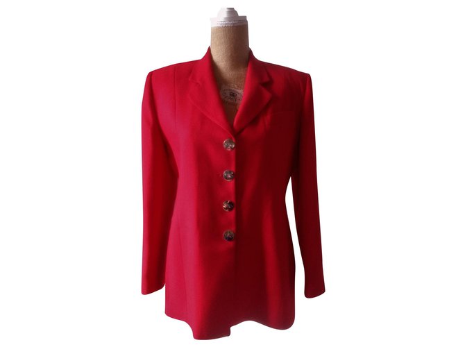 Oscar de la Renta Giacca o giacca vintage in rosso fuoco Seta Cotone  ref.178477