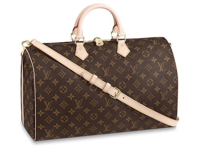 Louis Vuitton - Authenticated Speedy Bandoulière Handbag - Cloth Brown for Women, Very Good Condition