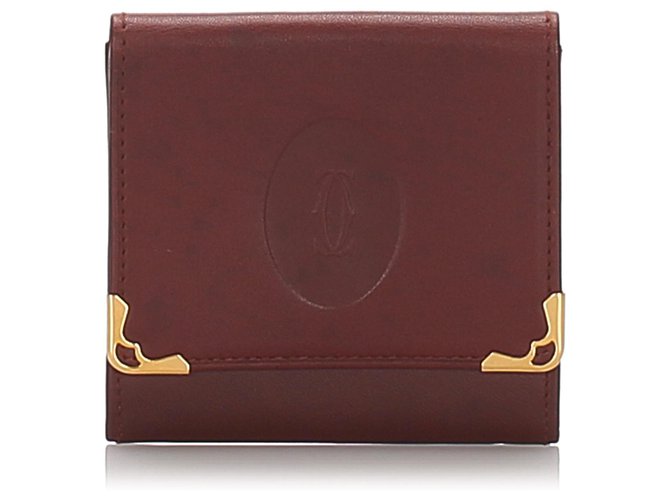 Cartier Red Leather Must de Cartier Coin Pouch Dark red Pony-style calfskin  ref.178554
