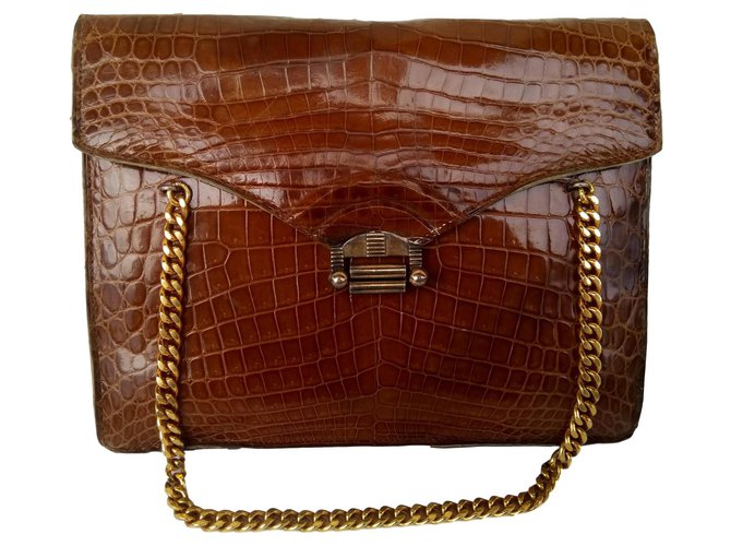 Autre Marque Morabito Brown crocodile bag Exotic leather  ref.178733