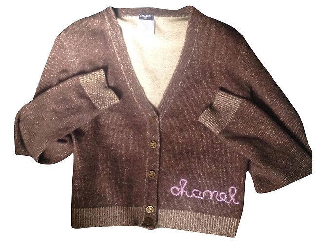 Cardigan Chanel de cashmere marrom