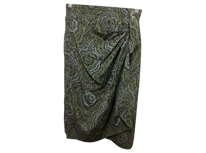 Escada Gonna stile avvolgente vintage Verde Cachi
