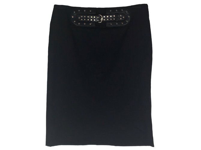 Gucci Skirt with studded frontal belt Black Viscose  ref.178907