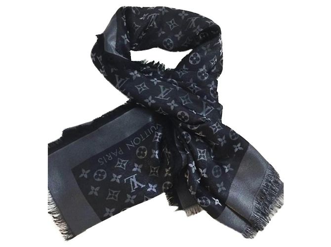 Louis Vuitton Scialle Monogram Shine Black Nero Seta