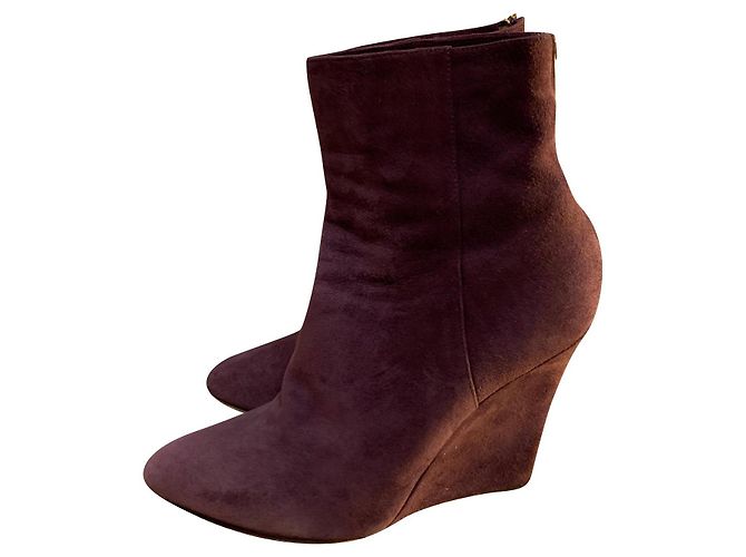 Bottines Jimmy Choo en daim violet à talon compensé 38