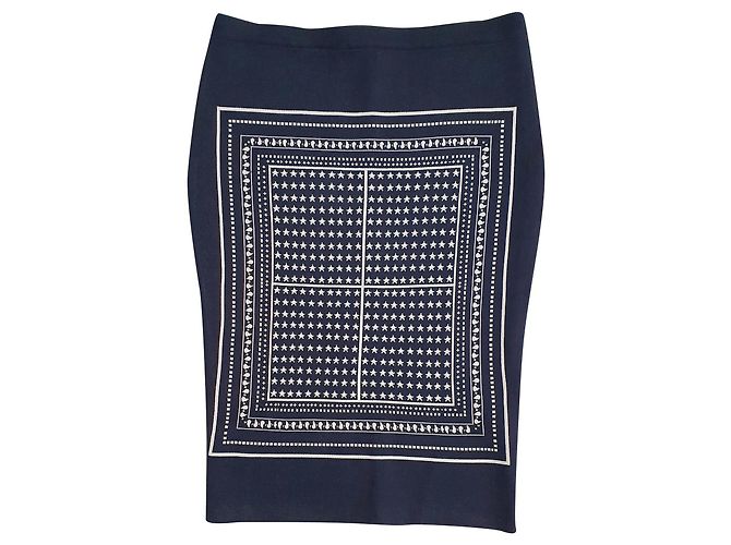 Saia Samsoe & Samsoe Branca e Azul Marinho de Viscose Branco