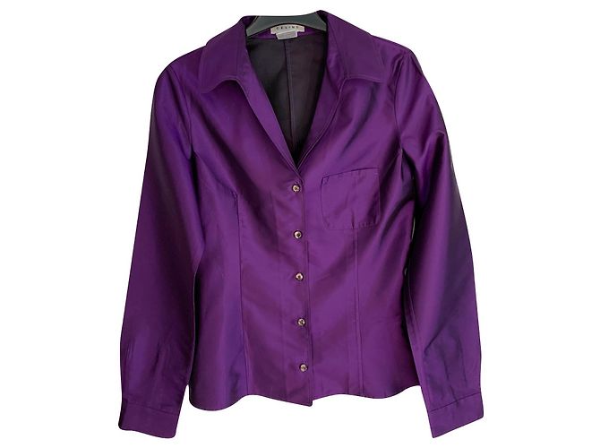 Camisa Céline de seda roxa com efeito moiré Roxo