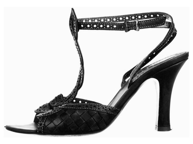 Bottega Veneta Woven leather sandals Black  ref.179043
