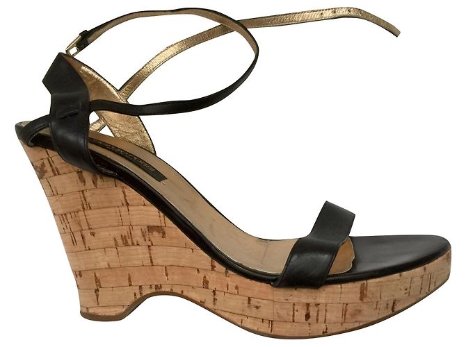 Sergio Rossi Black wedge platform sandals