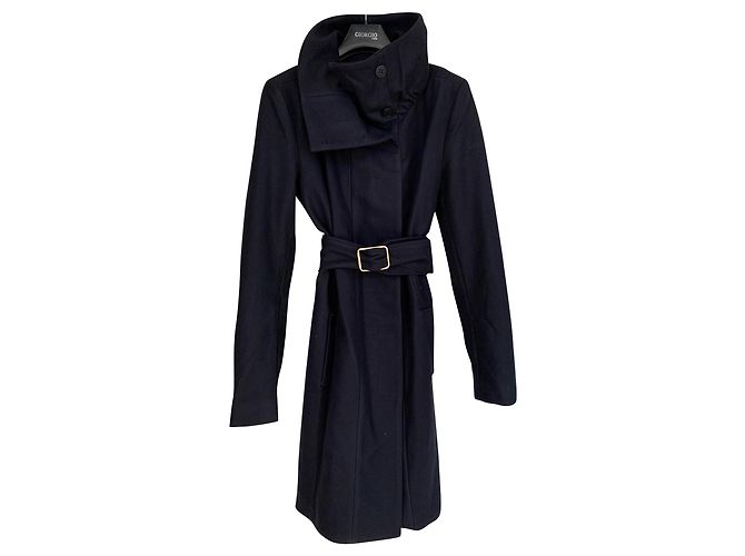 Patrizia Pepe Navy Blue Wool Coat Size 44
