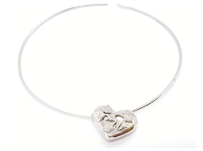 Collar Van Der Bauwede de oro blanco y diamantes con corazón de hiedra