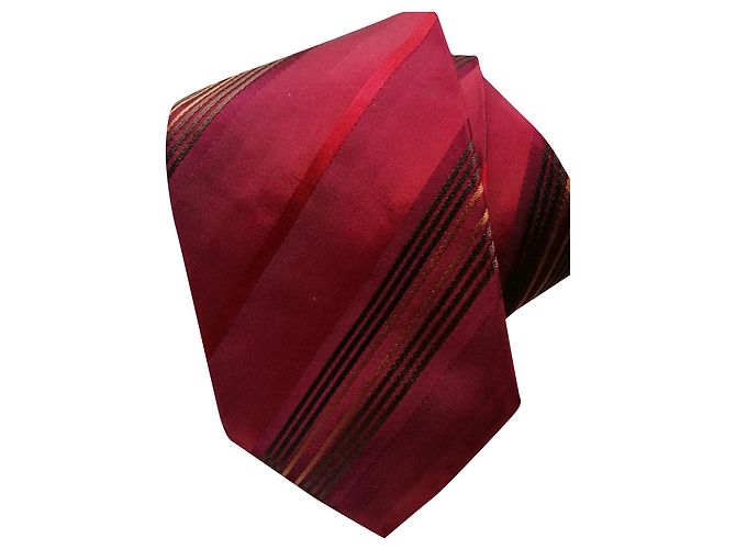 Autre Marque Boss Striped Red Silk Tie