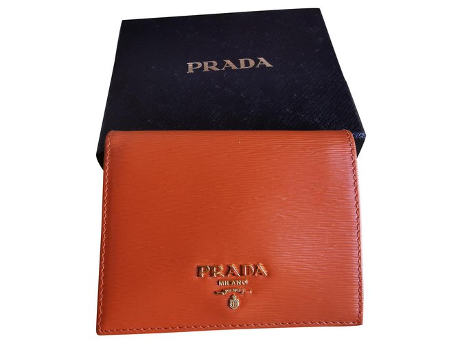 Vitello Prada Wallets Orange Leather  - Joli Closet