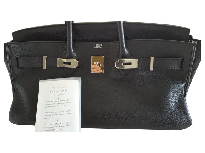 Birkin Hermès Handbags Black Leather ref.60307 - Joli Closet