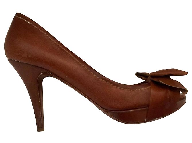 Miu Miu Peeptoe Pumps mit Bogen Braun