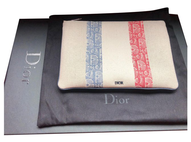 Dior Sacs Porte-documents Cuir Tweed Multicolore  ref.179269