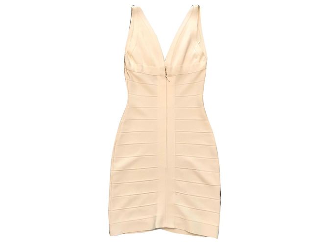 Autre Marque AMOR & PSYCHE Bodycon Kleid Creme Rayon Roh