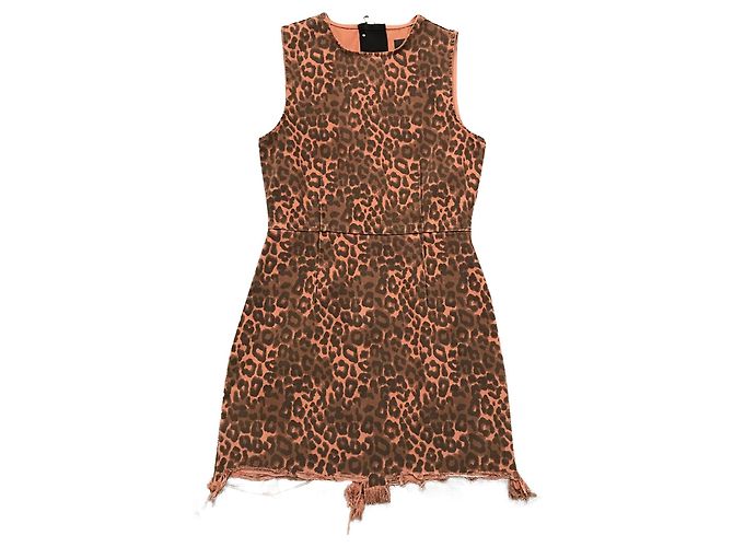 Vestido Alexander Wang T Estampado Leopardo Marrón y Negro Algodón Castaño
