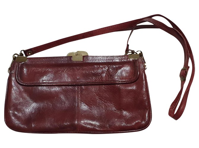 Vintage Handtaschen Braun Rot Leder  ref.179352