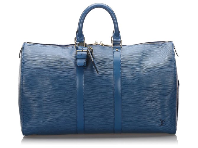 Louis Vuitton Blue Epi Keepall 45 Azul Cuero  ref.179386