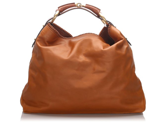 Gucci Brown Large Leather Horsebit Hobo Bag Pony-style calfskin ref.179410  - Joli Closet
