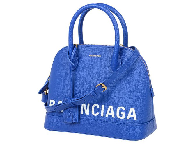 BALENCIAGA SAC BAG BAG VILLAS Blue Leather  ref.179462