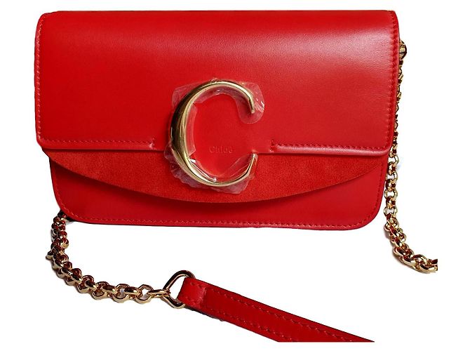 Chloé C Handtasche aus rotem Karoleder