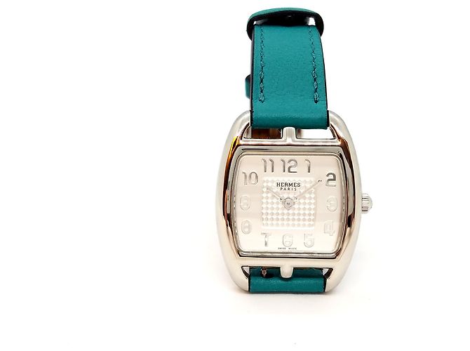 Hermès Cap Code Tonneau PM Uhr Stahl Silber