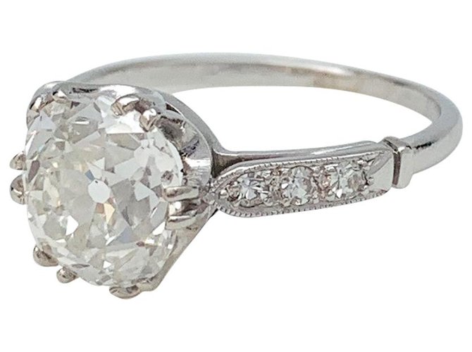 inconnue Solitaire ring in platinum, old cut diamond 2,09 cts H / SI1  ref.179551