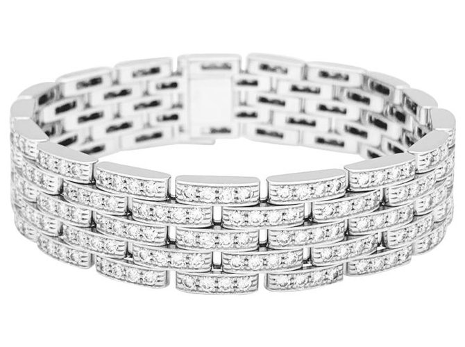 Cartier bracelet, "Panther mesh", diamants. White gold  ref.179552