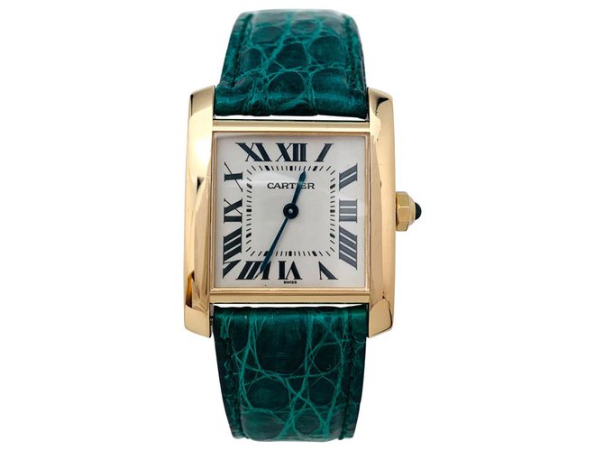 cartier yellow gold french tank watch