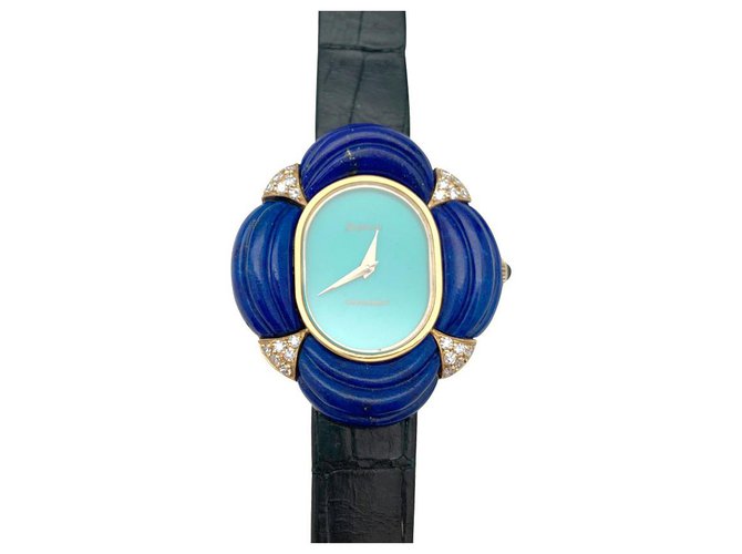 Chaumet yellow gold watch, diamants, lapis lazuli and turquoise.  ref.179563
