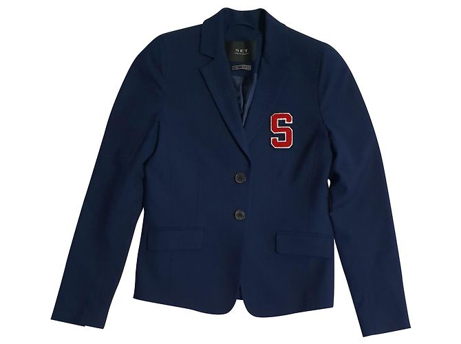 Set Blue Wool Blazer