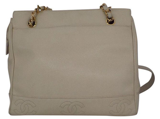 Chanel Handbags White Leather  ref.179664