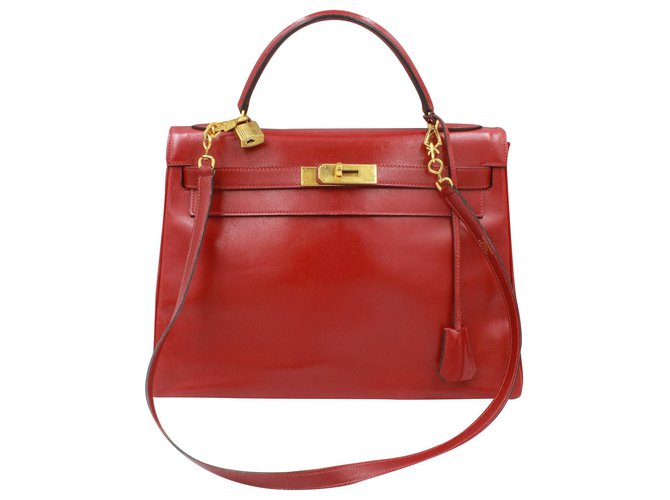 Hermès Kelly Vintage 32 en cuir box rouge  ref.179745