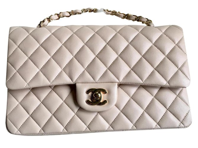 Timeless Borsa 11.12 Chanel Beige Agnello Pelle  ref.179834