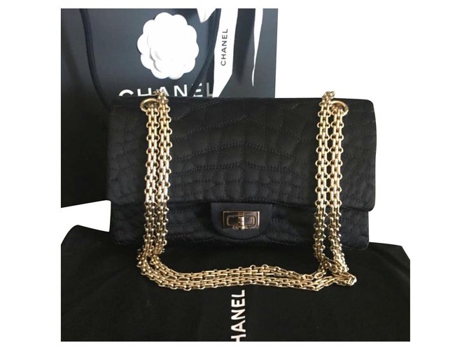 Chanel black satin reissue flap bag  ref.179850