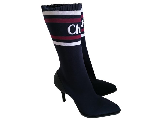 Chloé Sock boots Blue Cloth  ref.179853