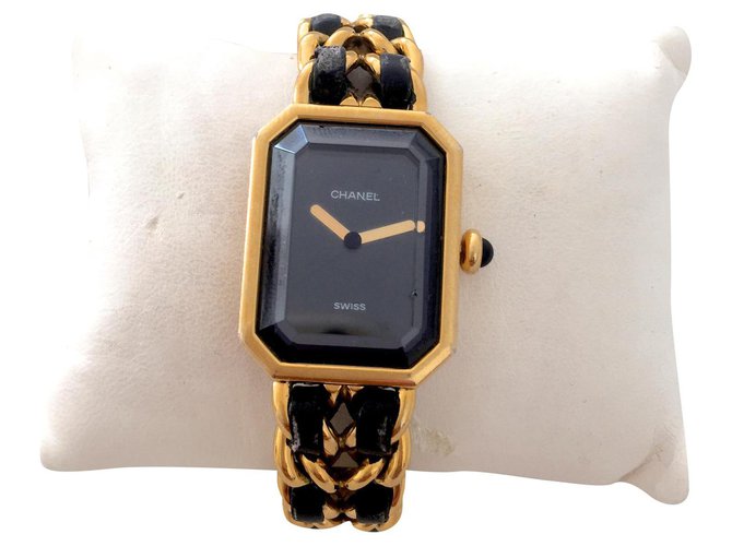 Première Chanel Relógios finos Preto Banhado a ouro  ref.179859