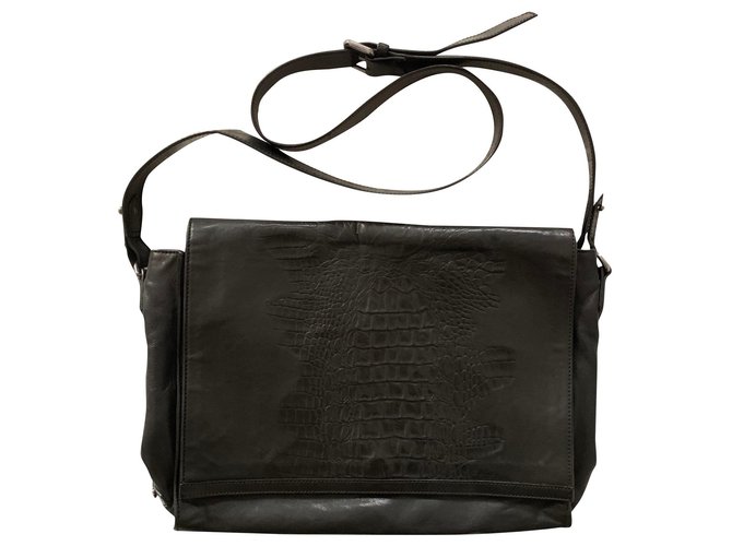 Roberto Cavalli Black lambskin leather messanger bag  ref.179883