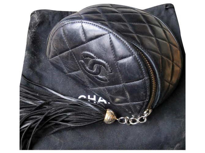 Sublime fanny pack Chanel Vintage Preto Pele de cordeiro  ref.179916