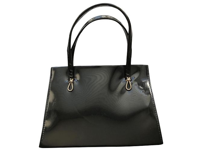 Vintage schwarze Patenthandtasche
