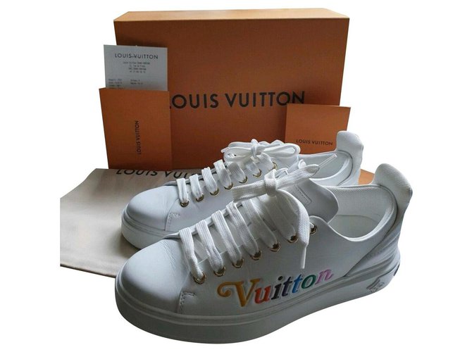 Sneaker Louis Vuitton Time Out New Wave Bianco Pelle  ref.179995